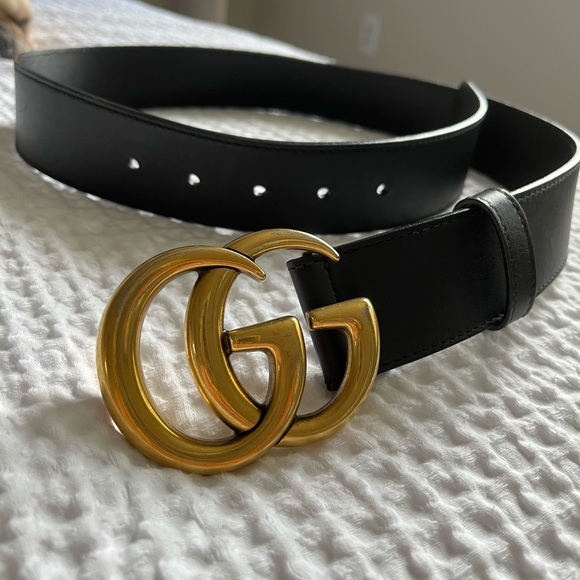 GUCCI leather belt with double G wide - Picture 1 of 5